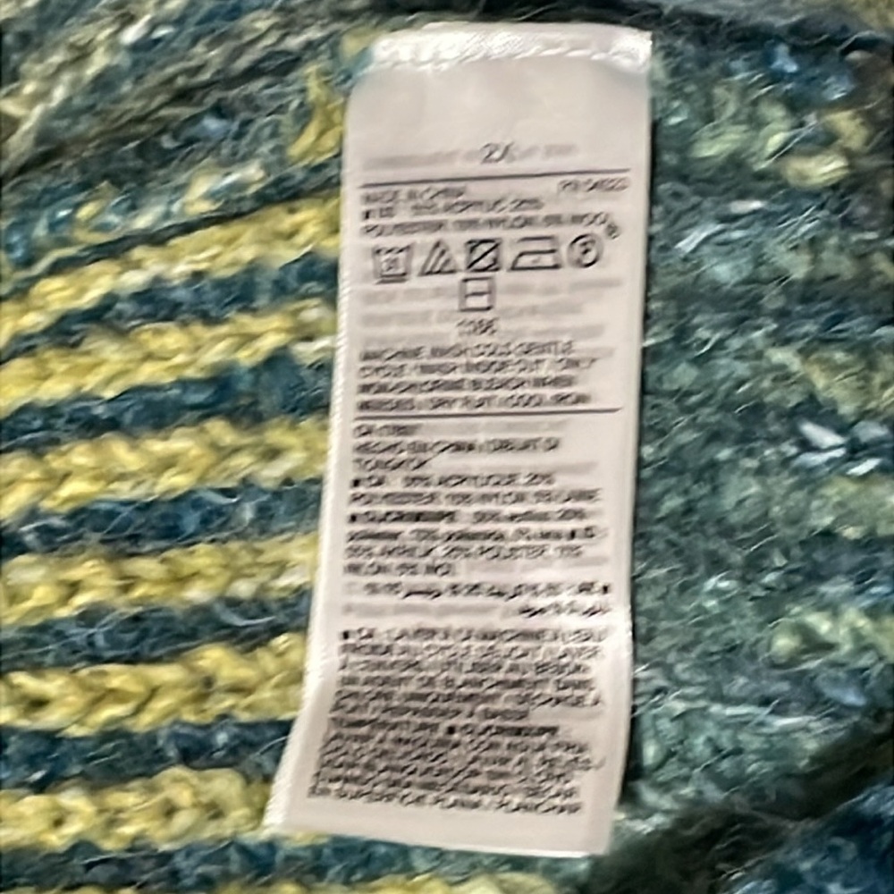Old Navy Striped Turtleneck Sweater - Blue, Yellow, Gray - Picture 5 of 5